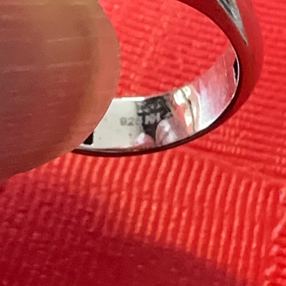 TOPAZ & BLUE ZIRCON SS RING, SIZE 7, STAMPED - Picture 5 of 6